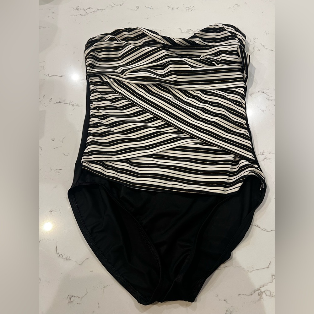 Miraclesuit Black and White Strapless One-Piece Swimsuit - Picture 2 of 14